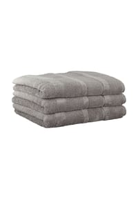 Cawö - Handtuch, 3er Pack - Noblesse2, Walkfrottier, Velours-Streifen, Baumwolle, einfarbig, 50 x 100 cm - Anthrazit