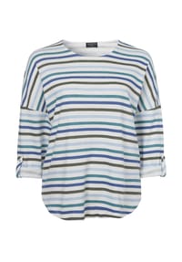 VIA APPIA -DUE- - Pullover Modisches Langarmshirt mit überschnittenen Schultern im Streifen-Design - indigo multicolor
