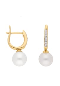Adelia's - Damen Gold Schmuck 585 Gold Ohrringe  Creolen mit Süßwasser Zuchtperle Ø 11 mm - gold