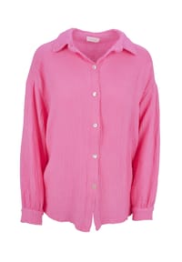 Seasons of April - Bluse Oversized Musselinbluse Sasha Kurze Musselin Hemdbluse mit Knopfverschluss aus 100% Baumwolle - Anthrazit