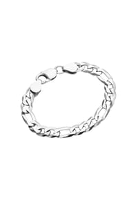 SMART JEWEL® - Armband Figarokette 3/1 diamantiert, massiv, Silber 925 - silber