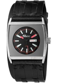 RAPTOR Raptor - Herren Quarz Armbanduhr mit Lederarmband - Mineralglas - schwarz-silber