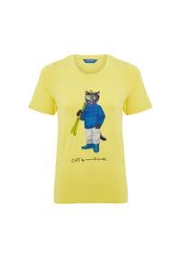 cat e lolette - Gelbes T-Shirt mit Skikatze - gelb