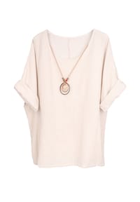 Seasons of April - Bluse VANESSA MUSSELIN OVERSIZED Damen Musselinbluse, leicht & luftig, inkl. individueller Kette - Beige