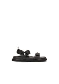 kazar - Schwarze Ledersandalen mit Klettverschlussriemen - Schwarz