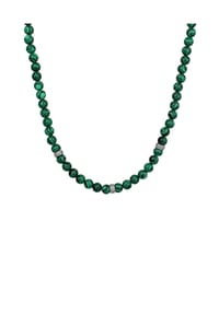 KUZZOÍ - Halskette Synthetischer Malachit Perlen Bead 925 Sterling Silber Oxidiert - Grün