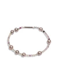 DI PERLE® DI PERLE Schmuckkollektion - Süßwasser Zuchtperlen Armschmuck Armband aus Edelstahl mit Fluorit, 18,5 cm - weiß