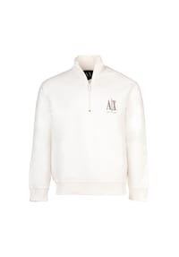 ARMANI EXCHANGE - Herren Sweatshirt mit Stehkragen und Half-Zip - Logo, Baumwoll-Mix - Beige
