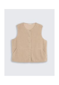 TOM TAILOR plus - Kunstfellweste, Druckknöpfe, für Damen - 10461 GRAVEL BEIG