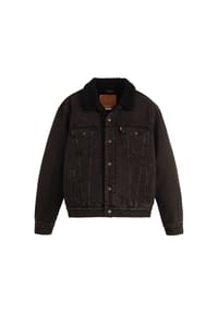 Levi's® - Herren Jeansjacke - Type 3 Sherpa Trucker, gefüttert, Spitzkragen, Baumwolle - Schwarz