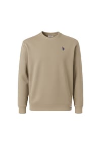 U.S. POLO ASSN. - Herren Sweatshirt - Fleece Brushed, Rundhals, Logo, Baumwoll-Mix - Beige