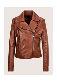 MADELEINE - Lederjacke im Biker-Style - nussbraun