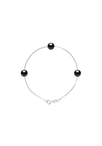 Pearls & Colors - Armband, Weißgold mit drei Süßwasser-Zuchtperlen, 7-8 mm - Weißgold/Schwarz