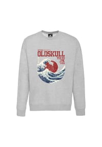 OLDSKULL - Sweatshirt Asian Big W Vintage Logo Graphic mit angesagtem Wellen-Print - Black