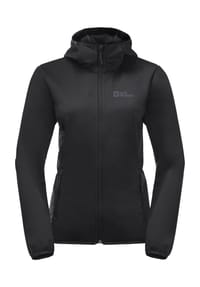 Jack Wolfskin - Softshelljacke "Windhain Hoody", Kapuze, Stehkragen, für Damen - BLACK