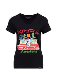 QUEEN KEROSIN - Print-Shirt mit Front-Print Road To The Sun - schwarz