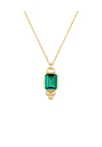 elli. PREMIUM - Halskette Elegant Gedreht Achteck Grün Quarz 925 Silber - Gold