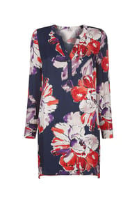 Alba Moda - Longbluse mit floralem Print - marine