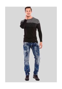 CIPO & BAXX® - Pullover mit Farbverlauf - BLACK-GREY