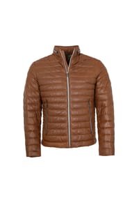 MILESTONE® - Herren Lederjacke Steppjacke Lammnappa cognac - cognac
