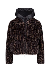 AMBER & JUNE - Felljacke, Kapuze, für Damen - 7896 TAUPE/BLACK