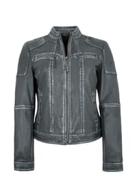JILANI - Damen Lederjacke Bikerjacke Lammnappa anthra - anthra