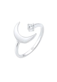 elli. - Ring Halbmond Astro Offen Zirkonia 925 Sterling Silber - Silber