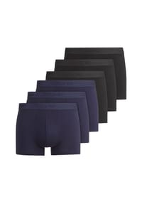 OLYMP - Herren Boxershorts, 6er Pack - Trunks, Cotton Stretch, Logo, einfarbig - Blau