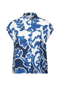 BETTY & CO - Hemdbluse mit Print - Weiß/Dunkelblau