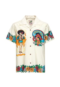 KING KEROSIN - Kurzarmhemd mit auffälligem Artwort-Print Acapulco Gold - offwhite