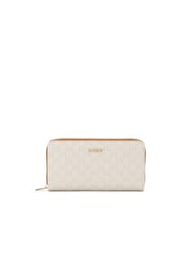 kazar - Gemustertes Portemonnaie aus hellem Leder - Off-white