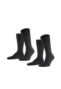 FALKE - Happy Socken, 2er-Pack, hautschmeichelnd, für Herren - ANTHRAZIT MELANGE