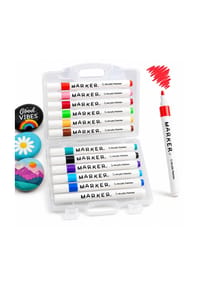 COFI - Universal Acrylmarker 12 Farben wasserbasierte Kreativstifte - Schwarz-Transparent 21 x 7 cm