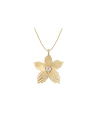 FOSSIL SUTTON - Fossil Damen-Halskette „Sutton The Flower Collection“ mit Anhänger aus goldfarbenem Edelstahl, JF04968710 - Gold