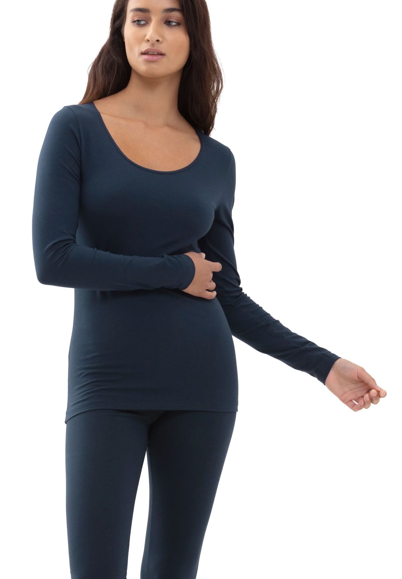 Mey Cotton Pure Unterhemd, Langarm, Rundhals, FüR Damen, Blau, 42