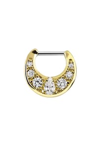Adelia's - Septum Clicker Nasenpiercing Gold beschichtet mit Steinen - gold