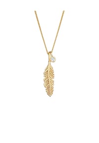 elli. PREMIUM - Halskette Feder Boho Topas Panzerkette 375 Gelbgold - Gold
