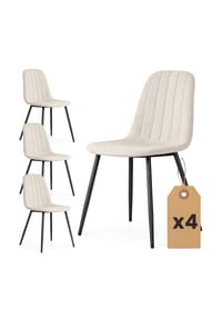 Akord - Lumo Gesteppte Esszimmerstühle aus Samt, 4er-Set - beige
