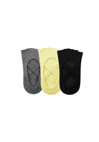 MUNADUNA - 3er-Pack Yoga-Zehensocken mit Doppelkreuz  - offene Zehen Zehensocken,Anti-Rutsch,Elastisch - Bunt Mix