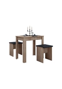 VCM. - Holz Essgruppe Bank Küchentisch Esstisch Set Tischgruppe Tisch Bänke Esal L - Sonoma-Eiche (Sägerau)