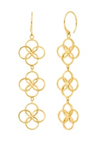 Leaf CLOVER CHARM - Damen Ohrhänger, 925er Silber - GELBGOLD