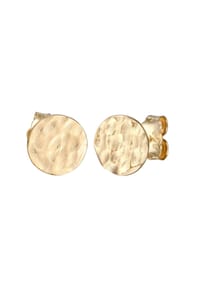 KUZZOÍ - Ohrringe Ohrstecker Plättchen Gehämmert 375 Gelbgold - Gold