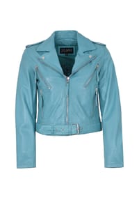 JILANI - Damen Lederjacke Bikerjacke Lammnappa hellblau - hellblau