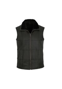 MADDOX - Herren Lederweste Lammnubuk Lammfell schwarz - schwarz