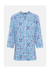 olsen - Bluse mit Allover-Dessin und Knopfleiste - Bay Blue