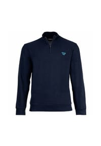 EMPORIO ARMANI - Herren Troyer-Sweatshirt - WAFFLE TERRY, Waffelstruktur, Stehkragen, Baumwollmix - Dunkelblau