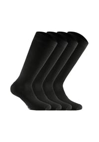 Rohner Advanced Socks - Unisex Kniestrümpfe, 4er Pack - Cotton II Long, Socken, Baumwoll-Mix - Schwarz