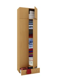 VCM. - Holz Kleiderschrank | Schrank mit 5 Fächer und  Drehtüren | erweiterbar | Maße ca. B. 70 x  H. 238 x T. 40 cm  - Vandol - Buche