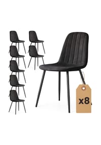 Akord - Lumo Gesteppte Esszimmerstühle aus Samt, 8er-Set - beige
