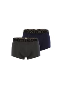 HOM - Pants, 2er-Pack, uni, Label-Bund, für Herren - blau/braun